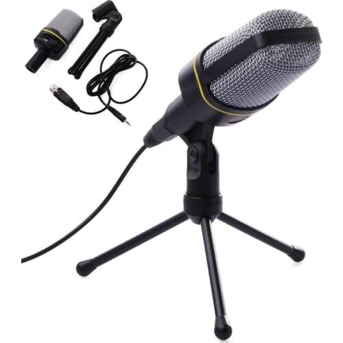 3.5mm Plug Audio Broadcast Sound Recording Condenser Microphone with Tripod computer accessory