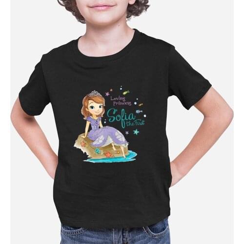 Summer New Products Children T-shirts Casual Disney Outdoor Sofia Cartoon Pattern Comfortable Color T Shirts Kids Fashion Kawaii