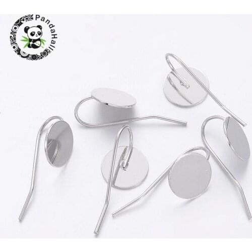 200pcs Tray: 10mm Brass Earring Hooks Cabochon Blank Base for Jewelry Making DIY Accessories Findings 24x10x0.5mm Pin: 0.7mm