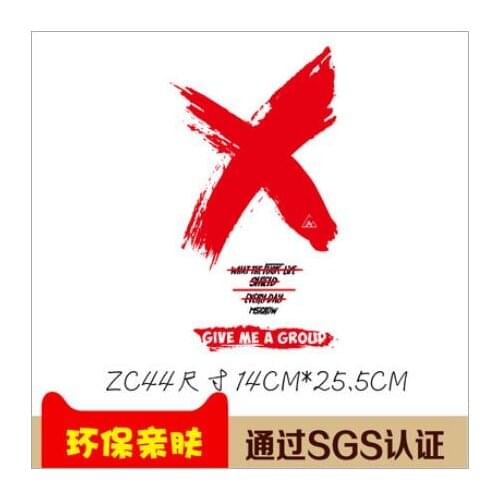 2018 Mens T-shirt Heat Transfer Red x Print Pattern A-level Over-powder Ironing Applique Cloth Apparel Heat Transfer Stickers