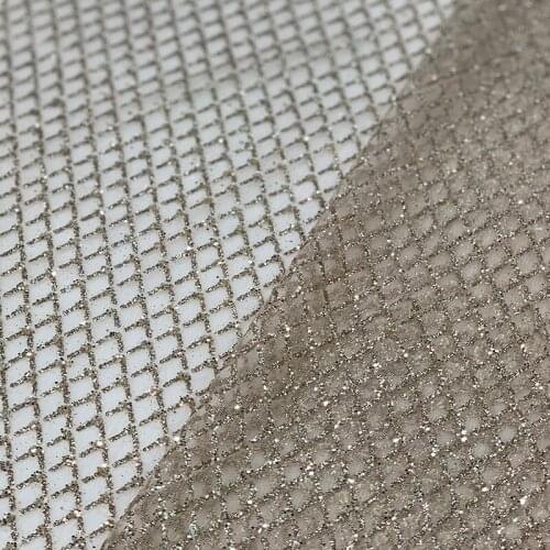 2021 Latest Blue/Champagne/Silver/Red/Gray High Quality Nigerian Sequins Lace Fabric Glitter Tulle Fashion Plaid Polyester Mesh