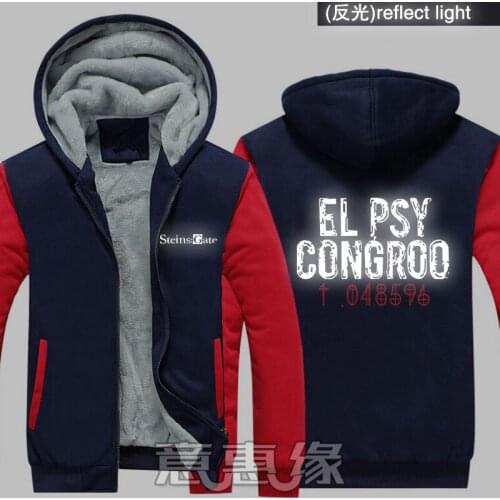 New Winter Jackets Coats Steins Gate hoodie Makise Kurisu Hooded Thick Zipper Men Sweatshirts