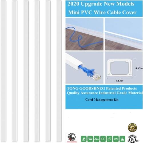 0.63''X0.63'' One-Cord Channel Cable Concealer Cord Cover Wall Cable Management System Small Cable Hider Raceway Kit Power Cord