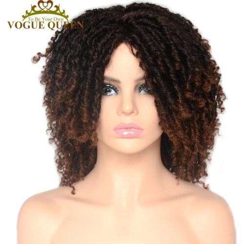 Vogue Queen Dreadlock Synthetic Wig Ombre Short Twist Afro Wig Heat Resistant Fiber Very Soft 6 inch For Women