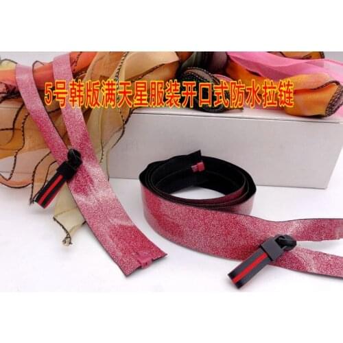 Size5 7# nylon waterproof zipper fashion twinkle TPU cherry-red open-end 80cm 100cm for bags garment shoes DIY decoration drees