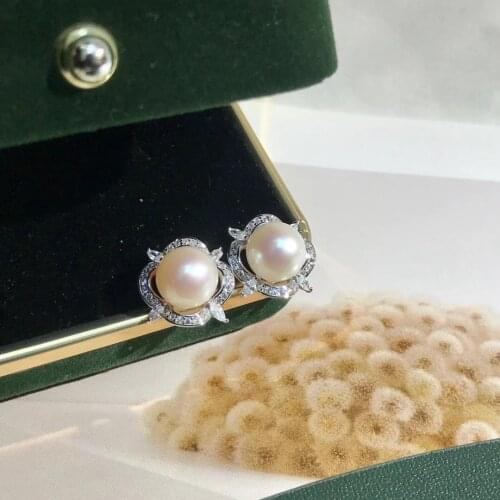 New Stylish 925 Sterling Silver Earrings Findings Settings Base Mountings Parts Mounts for Pearls Agate Crystal Jade