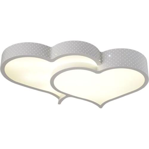 Modern LED Bedroom Double-Hearts Ceiling Lamp Study Room White Acrylic Panel Ceiling Light Creative Living Room Ceiling Lighting
