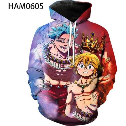 Seven dead sins 3D printing street fashion spring and autumn Hoodie Boys and girls cartoon youth Sweatshirt