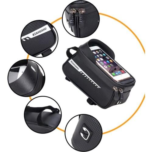 6.5in Bike Bag Frame Front Top Tube Pouch Bicycle Bag Waterproof Touchscreen Mobile Phone Case Cycling Pannier Bike Accessories