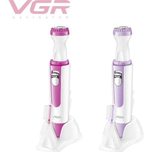 VGR 2 in 1 Electric Eyebrow Trimmer Painless Eye Brow Epilator For Women Makeup Mini Razors Portable Facial Hair Removal Shaver