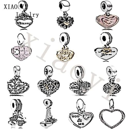 XIAOYI 2020 New 100% S925 Best-selling jigsaw puzzle heart lock lucky Hollow tree of Life pendant DIY accessories with necklace