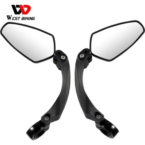 WEST BIKING Universal Bicycle Rear View Mirror Wide Angle MTB Road Electric Bike Handlebar Mirror Scooter Cycling Accessories