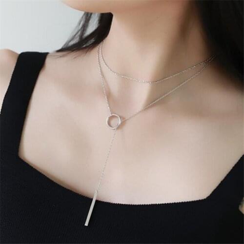KOFSAC New Fashion 925 Sterling Silver Necklaces For Women Long Simple Geometric Sweater Chain Girl Daily Wear Accessories Gift