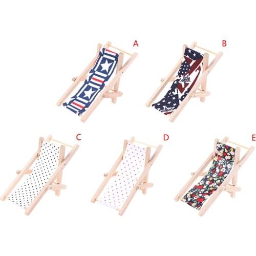 1PC Dollhouse Wooden Lounge Chair Striped for 1/12 Dollhouse Miniature Furniture for Dolls Beach Chair Christmas Gift Kids toy