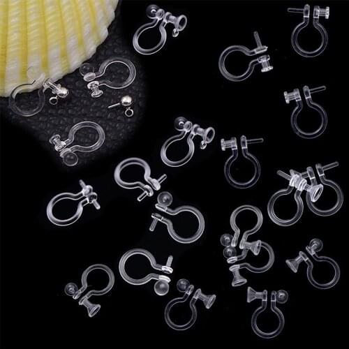 100pcs transparent plastic u-shaped earring clip No ear hole/ painlessear clip DIY Earring Finding