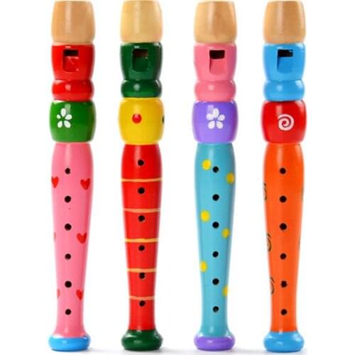 2021 New Style Kids Toy Baby Boys Girls Hot Selling Colorful Wooden Trumpet Buglet Hooter Bugle Music Toy Gift Kids Education