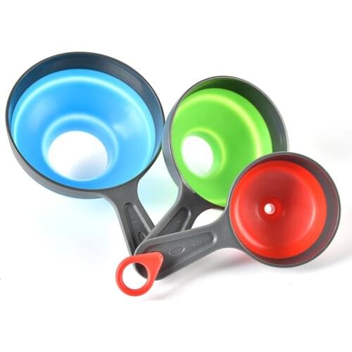 3Pcs/Set Silicone Folding Funnel Wide Mouth for Jar Cans Kitchen Funnel Set Wide Throat Collapsible Home Kitchen Utensils