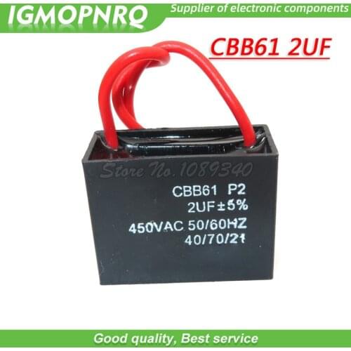 5pcs CBB61 2uf starting capacitance AC Fan Capacitor igmopnrq 450V 2UF CBB Motor Run Capacitor