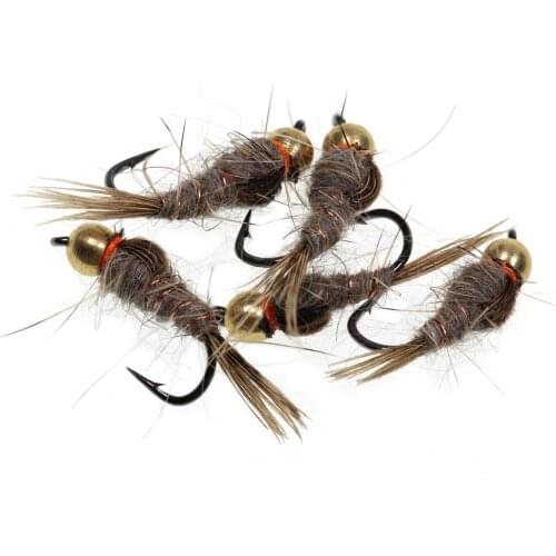 10pcs #14 Dry Fly Fishing Flies bait Copper beadhead Nymph Black Trout Buzzers Lures