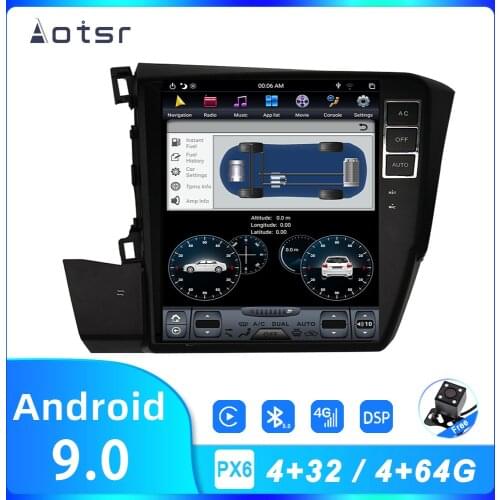 AOTSR Tesla Style 10.4" Android 9 PX6 Car Radio For Honda Civic 2012 2015 Car GPS Navigation CarPlay Unit DSP Multimedia Player