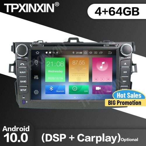 64G Car Radio 2Din Stereo Receiver Android For Toyota Corolla 2007 2008 2009 2010 2011 2012 2013 GPS Multimedia Player Head Unit