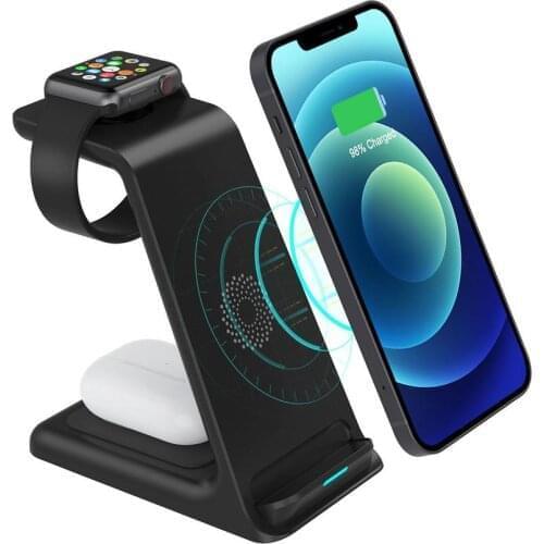15W Fast Wireless Charger 3 in 1 Qi Charging Dock Station For iPhone 12 11 Pro XS MAX XR X 8 Apple Watch SE 6 5 4 3 AirPods Pro