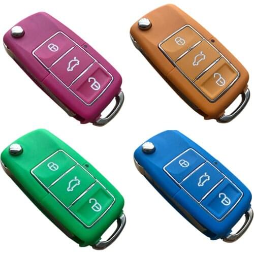 Colorful Car Key Shell Cover for Volkswagen Beetle For Skoda Octavia 3 Button Flip Folding Remote Key Case Replacement Uncut BLD