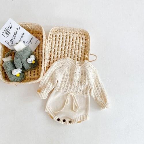 Baby Clothes For Newborn Girl Long Sleeve Wool Knitted Romper Corset Triangle Jumpsuit Ropa Bebe Invierno Autumn Winter Clothing