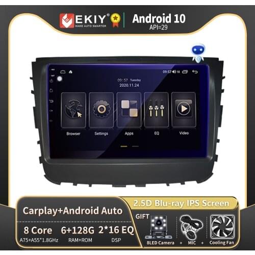 EKIY 6G 128G DSP For SsangYong Rexton 2019 Android 10 Car Radio Multimedia Blu-ray IPS Screen Navigation GPS Autoradio Stereo HU