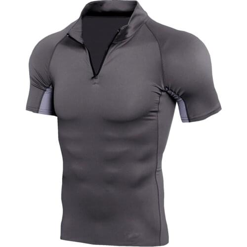 New Mens Running Tight Short T-Shirt Compression Quick-Drying T-shirt Mens Gym Fitness Bodybuilding Running T-shirt Clothes