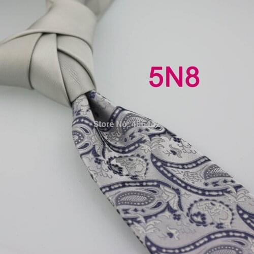 Yibei Coachella ties Patchwork Microfiber corbatas Contrast Silver Knot gravata Silver Gray Paisley neck tie Formal neckties