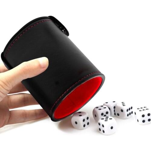 PVC Leather Dice Cup Set with 10 Dices for Playing Games KTV Party Favors Toys Entertainment Dice Cup Game Supplies