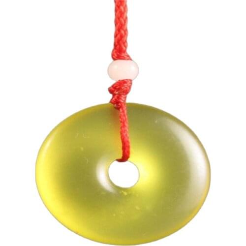 Chinese natural yellow jade hand-carved Lucky Jade pendant bring peace 1.2 inch