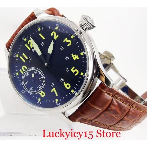Mechanical Hand Winding Men Watches 6497 Movement Luminous Hand Deployment Clasp 44mm