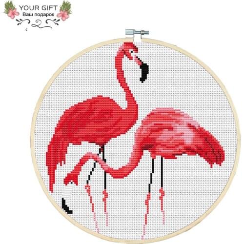 Joy Sunday DK058 14CT 11CT Counted and Stamped Home Decor Flamingo Needlework Needlepoint Embroidery DIY Cross Stitch kits