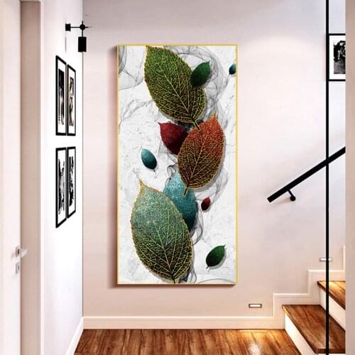 Wall Art Picture Abstract Leaf Golden Line Luxury Poster And Print Canvas Painting For Living Room Corridor Modern Home Decor