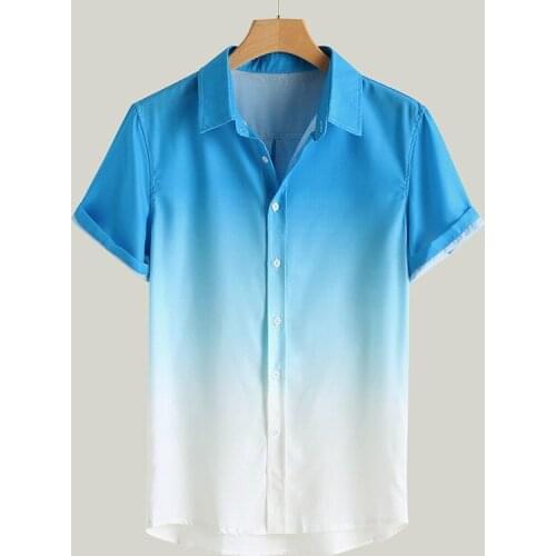 Latest summer mens white flower red shirt printed sleeve short neck Lapel Street Hawaiian Shirt