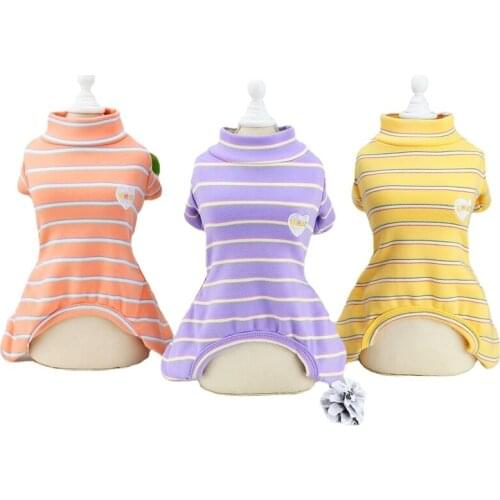 Pet Clothing Autumn&winter Schnauzer Teddy Puppy Hoodie Dog Clothes for Small Dog Stripes Heart Four-legged T-Shirt Coat