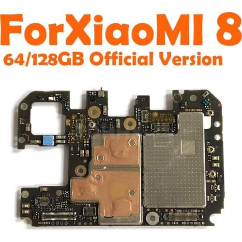 Official Version For XiaoMi 8 Motherboard 100% Unlocked Original 64GB 128GB For XiaoMI8 Logic Board Mainboard
