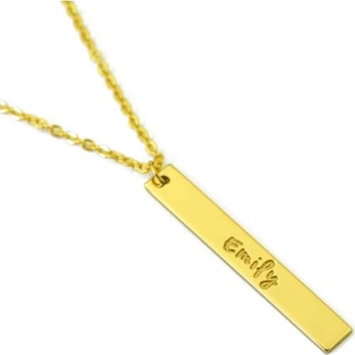 Bar Name Necklace, Personalized Name Plate Bar Necklace Vertical Bar Necklace, Gift for Her Bridesmaid Gift Sister Gift