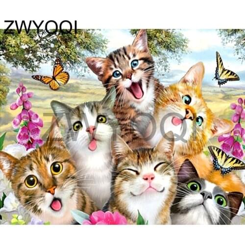 Full Round Diamond mosaic cat butterfly Full Square Diamond painting Cross stitch cat butterfly 5D DIY Diamond embroidery cat