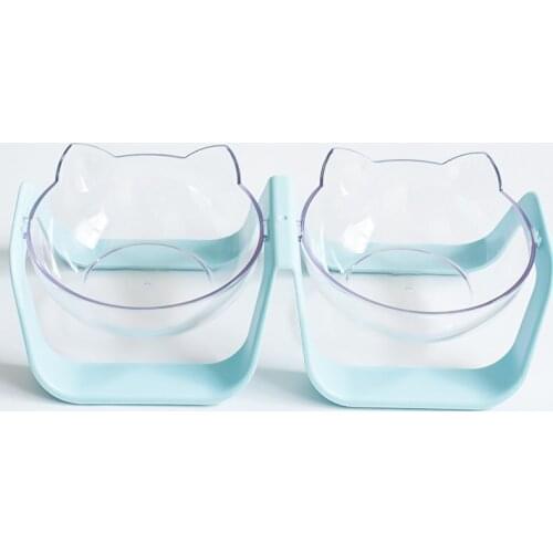Transparent Double Cat Bowl Dog Bowl With Stand Pet Feeding Cat Water Bowl Food Pet Bowls For Dogs Feeder Product Supplies