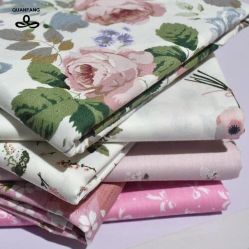 QUANFANG 6pcs/lot New Floral Series Twill Cotton Fabric Patchwork Cloth DIY Sewing Quilting Fat Quarters Material For Baby Child