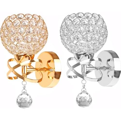 Retro E27 LED Gold Silver K9 Crystal Wall Lamp for Bedroom Living Dining Study Room Aisle Loft Modern Indoor Decorate Lighting