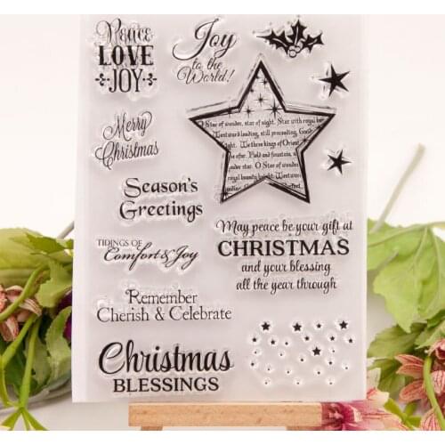 Christmas Blessings Transparent Clear Silicone Rubber Stamp Scrapbooking Card