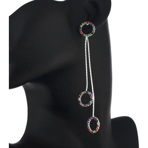 YFJEWE New Crystal Drop Earrings Luxury Shining Gold Silver Color Round Rhinestone Dangle Earring for Women Wedding Jewelry E651