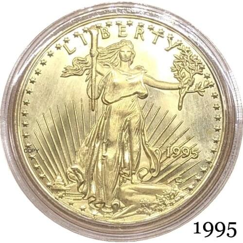 United States Of America Eagle Gold BUllion Brass Metal coins $25 Half Ounce 25 Dollars 1995 Liberty Fine In God We Trust Coin