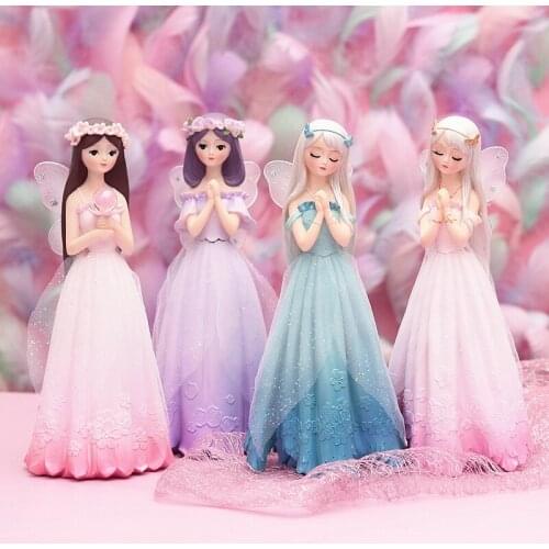 Fairy love Angel Ornaments Blooming Tea Flower Home Decoration Accessories Miniature Figurines Home Decor Decorations For Home