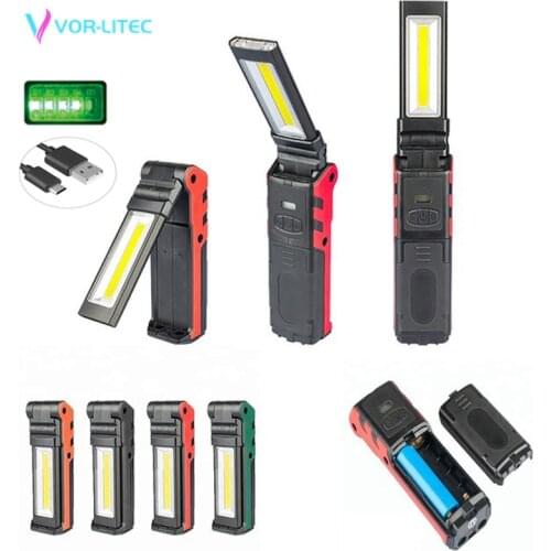 Ultra Bright Managetic Built-in Battery USB Rechargeable LED COB Work Light for Car Repair Foldable Lamp Dimmable Flashlight