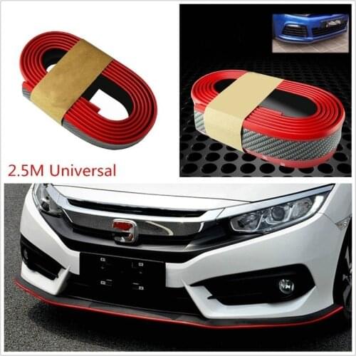 2.5 / M Universal Red Carbon Fiber Car Front Lip Reduces Scratch Edge Bumper Tape